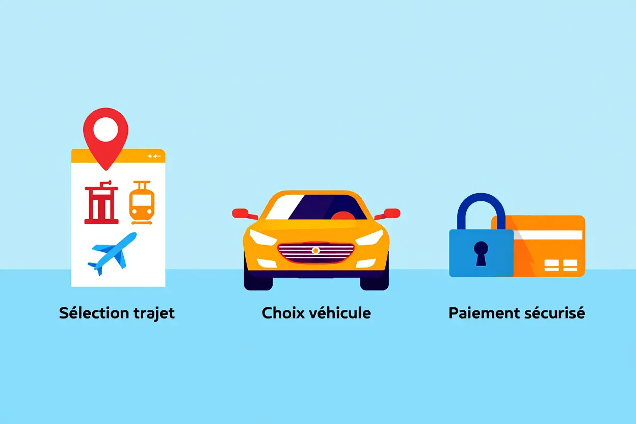 Processus réservation VTC trois étapes