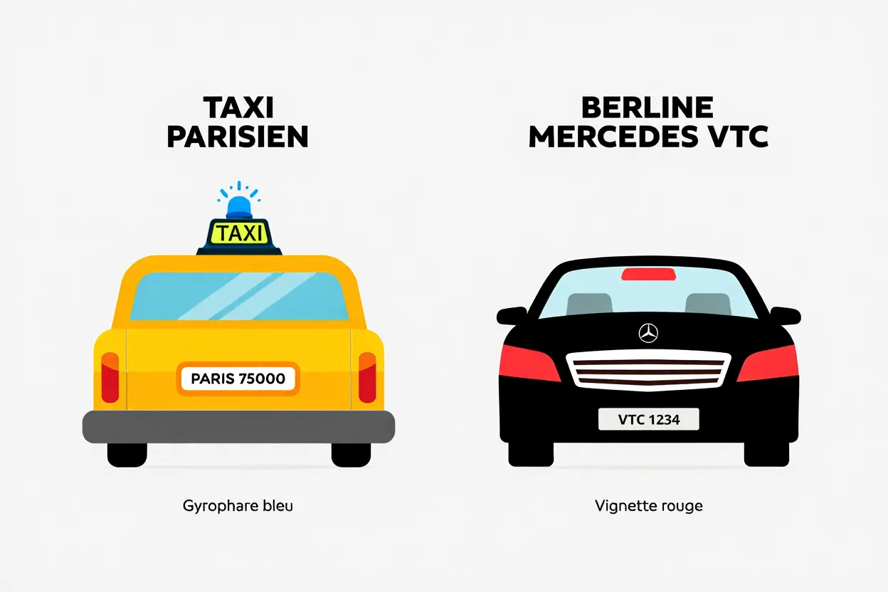 Comparaison visuelle taxi et VTC