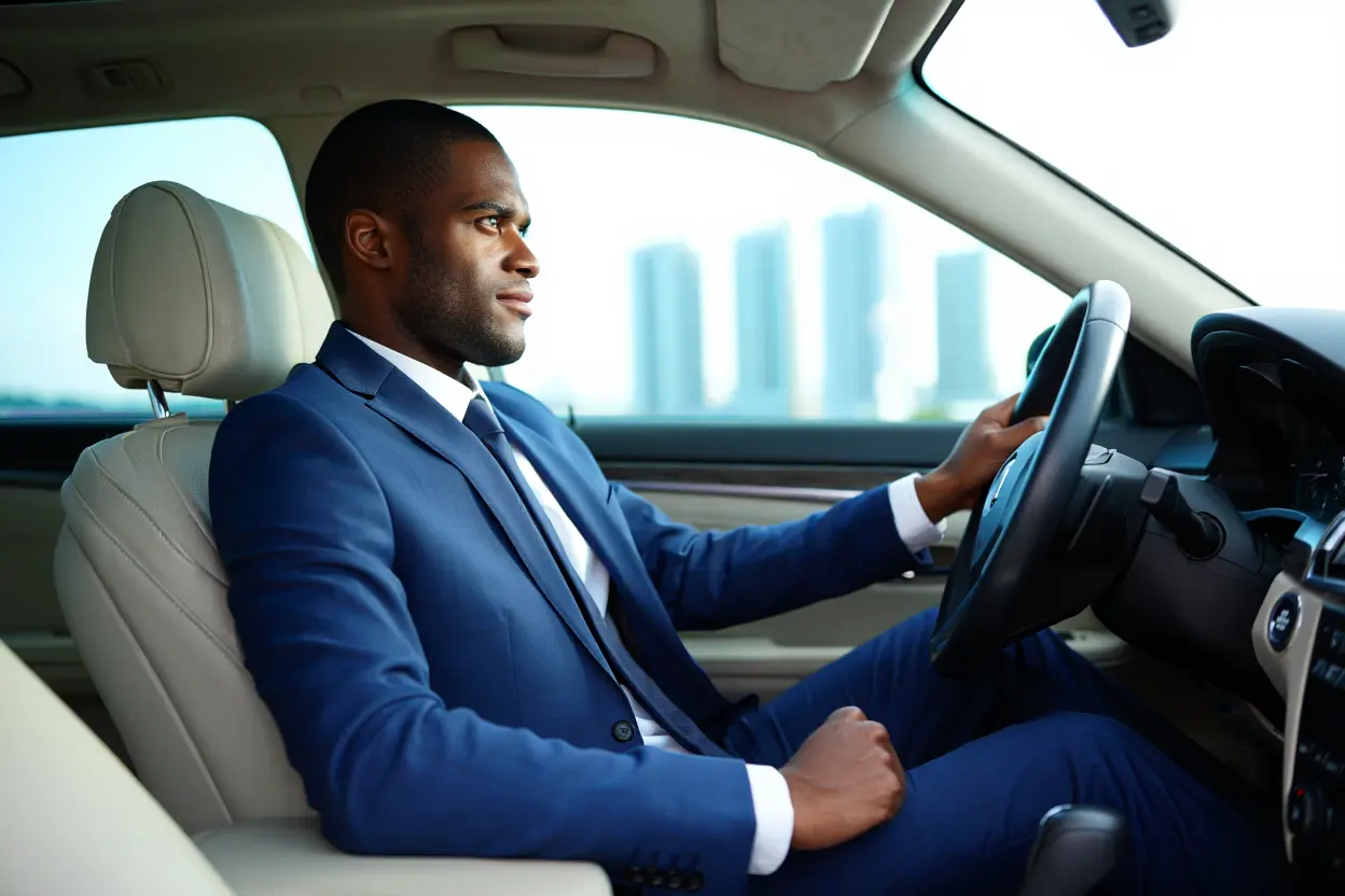 Chauffeur privé professionnel au volant