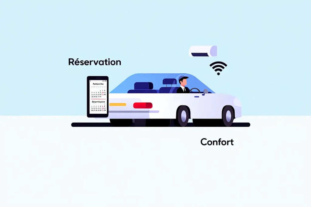 Véhicule VTC professionnel avec chauffeur