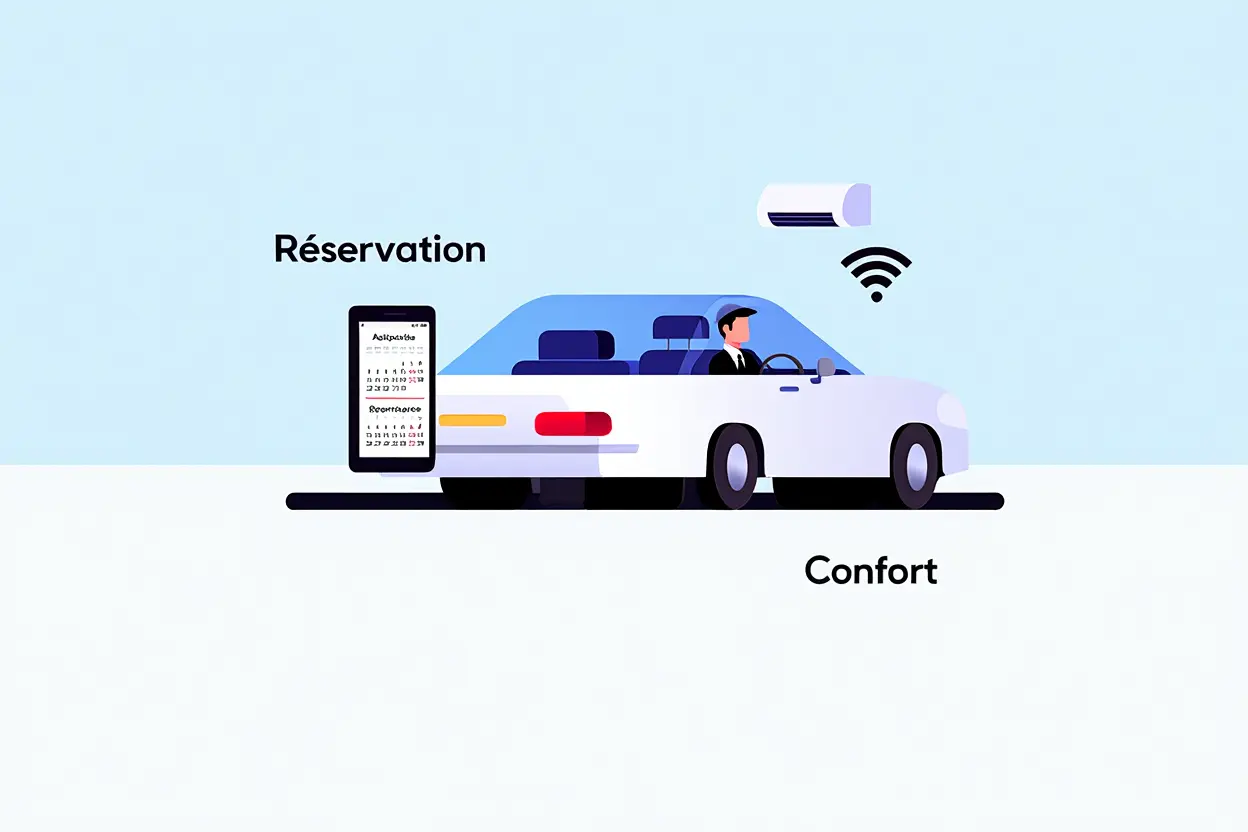 Véhicule VTC professionnel avec chauffeur