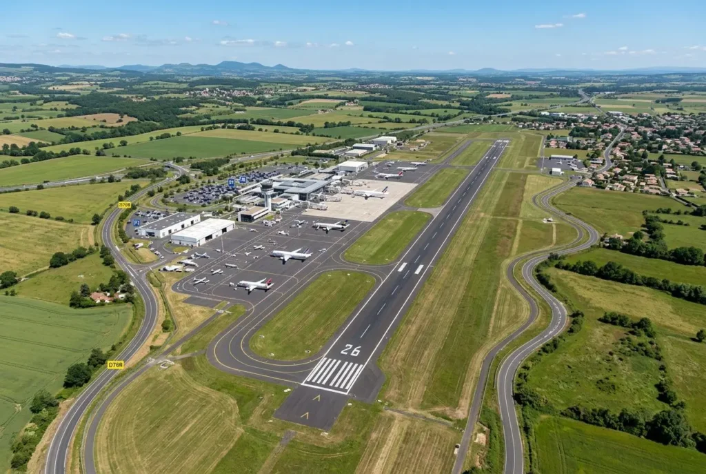 Vue aérienne aéroport Clermont-Ferrand Aulnat